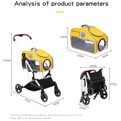 4 Wheels Pet Carriers Stable Weight One Handle Foldable Pet Stroller