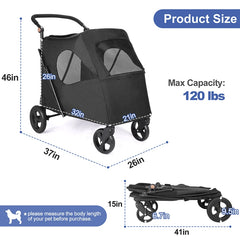 Large Dog ﻿ Wedyvko 4 Wheels Outdoor Dog Pet Stroller for Dogs Stroller Pet Carriers for Dogs Large Size with Adjustable Handle