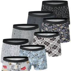 4-piece men's printed letter underwear beach shorts comfortable breathable teenagers plus size underwear up to 6XL.