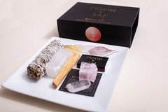 Love Ritual Kit with Rose Quartz, Clear Quartz, Sage, Palo Santo, and