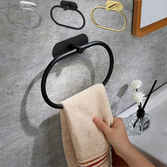 Stainless Steel Towel Holder Self-adhesive Bathroom Towels Rack Black