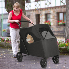 Large Dog ﻿ Wedyvko 4 Wheels Outdoor Dog Pet Stroller for Dogs Stroller Pet Carriers for Dogs Large Size with Adjustable Handle