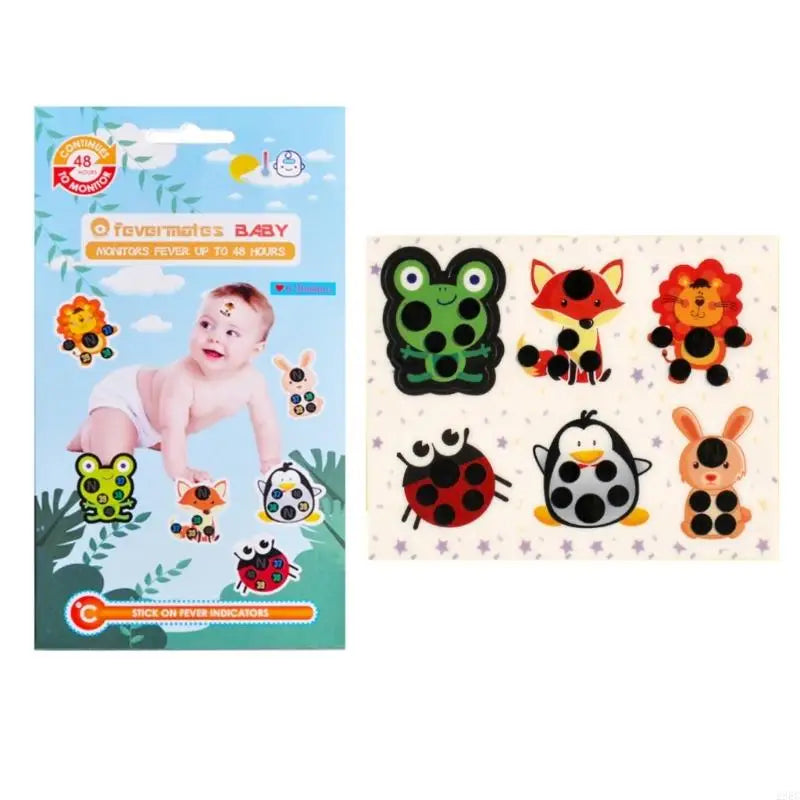 28EC Stick-On Fever Cartoon Forehead Fever Stickers Temperature Fever Patch for Kids Baby Adults Home Supplies